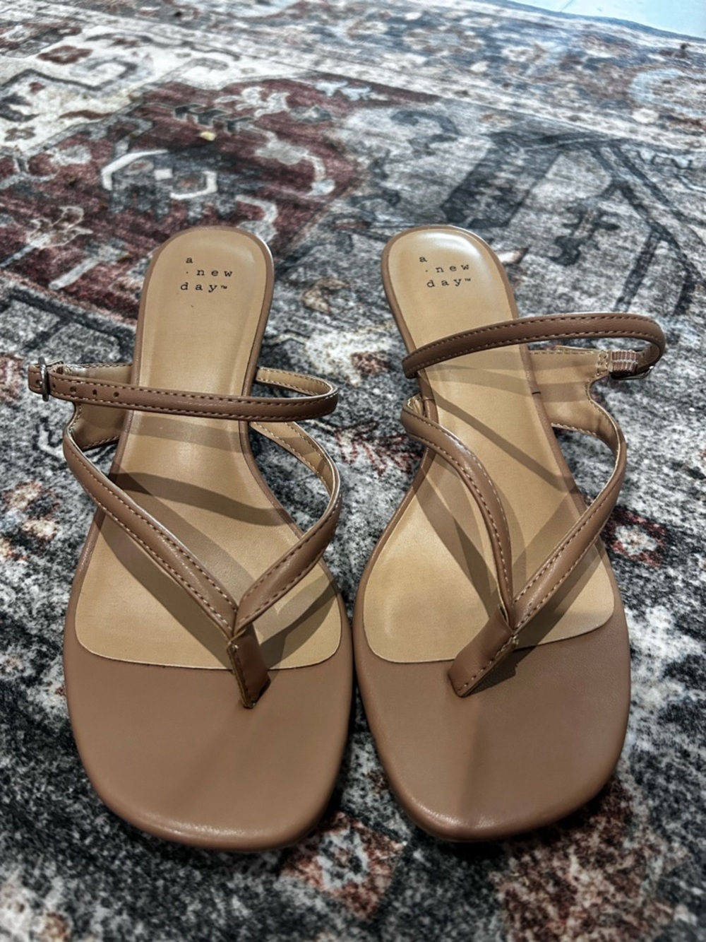 a new day Brown Strappy Square-Toe Sandals